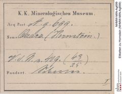 Etiketten zu Hornstein (NHMW-MIN-Ag699)